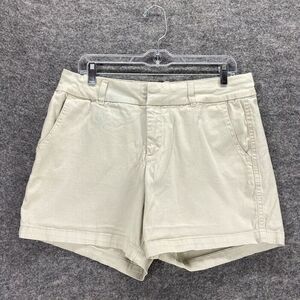 Hannah Chino Shorts Women 14 Plus Beige Mid Rise Flat Front Regular Pockets